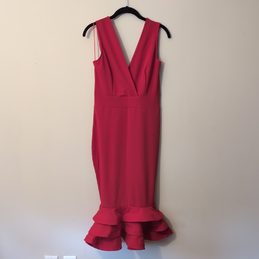 Fashion Nova "Dates with Babe" Red Ruffle Dress